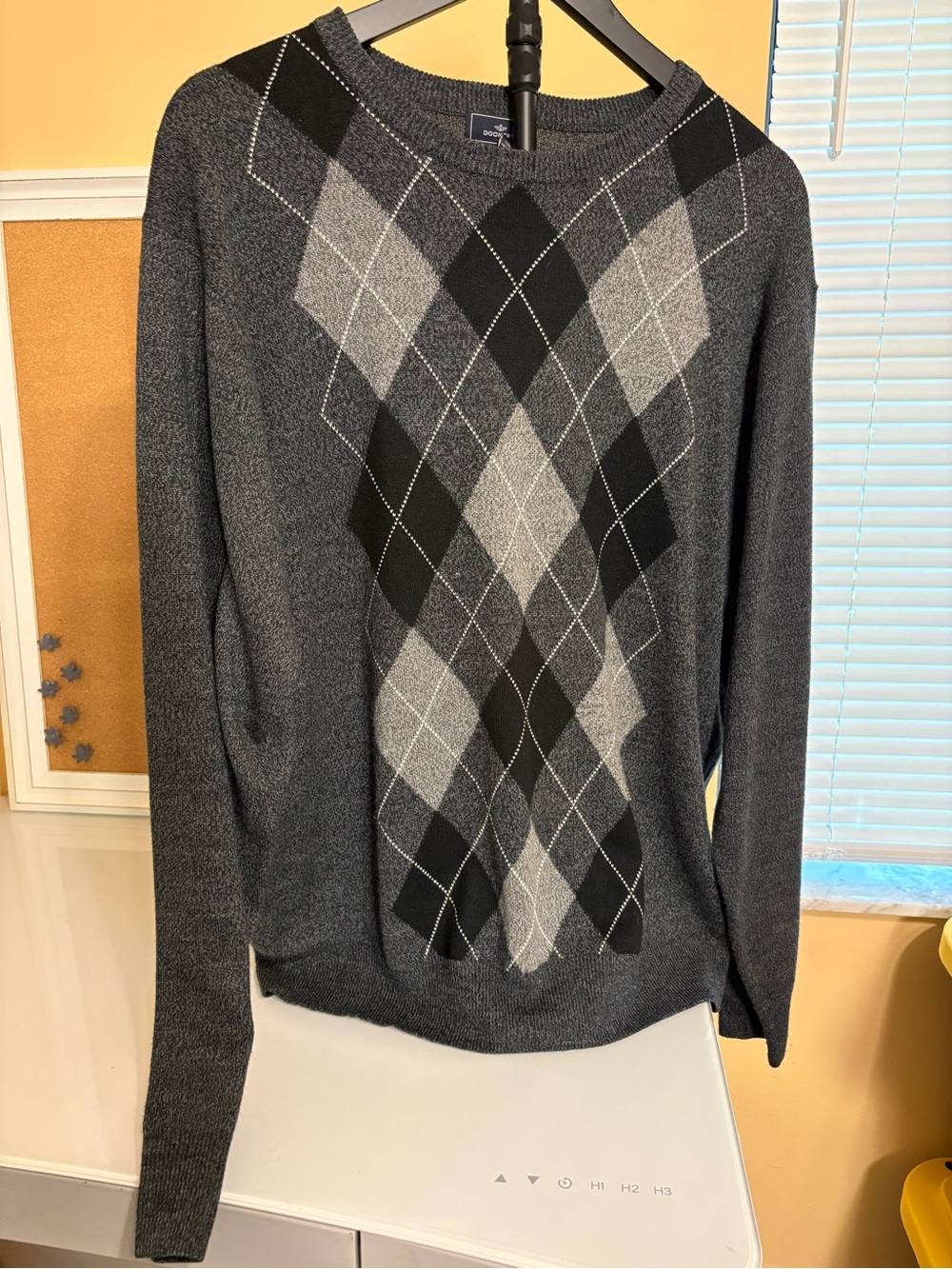 Dockers Charcoal and Black Argyle Crewneck Sweater - Men